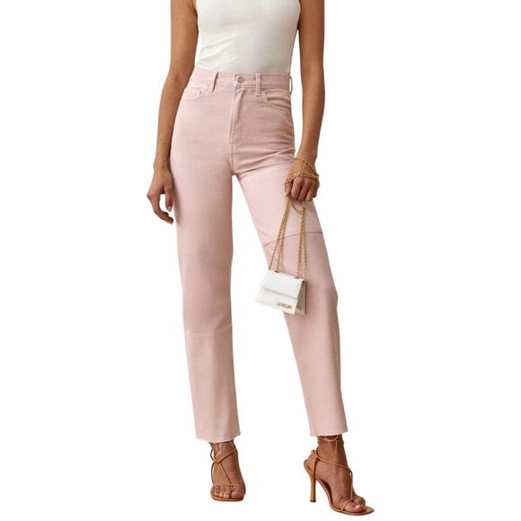 Reformation Denim - Reformation Ryan Tonal Patch Jeans 29 Pink Festival Patchwork Denim Colorblock